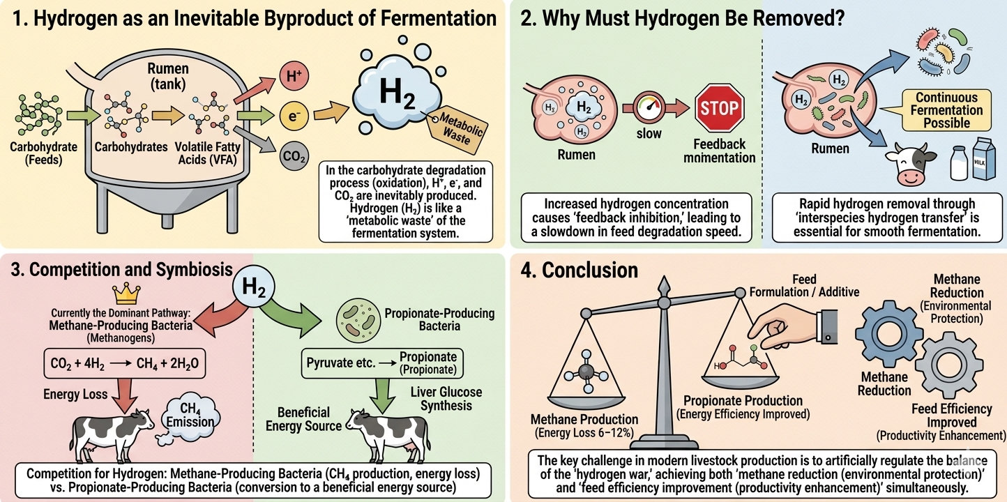 The hydrogen war in the rumen — roles and competition among microorganisms